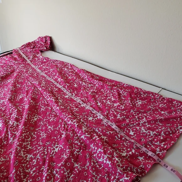 J. Crew Collection Puff Sleeve V Neck Maxi Dress Drapey Floral Pink Sz 8 Easter - Picture 11 of 15